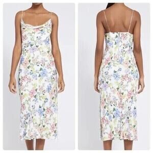 Alice + Olivia Dress Womens 0 Floral Midi Slip Spring Wedding Guest Cottagecore